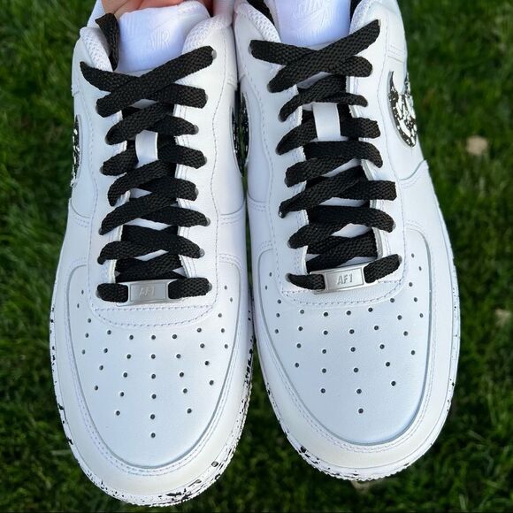 NIKE Custom Air Force 1 Black & White Splatter Sneakers NWB - Picture 3 of 7